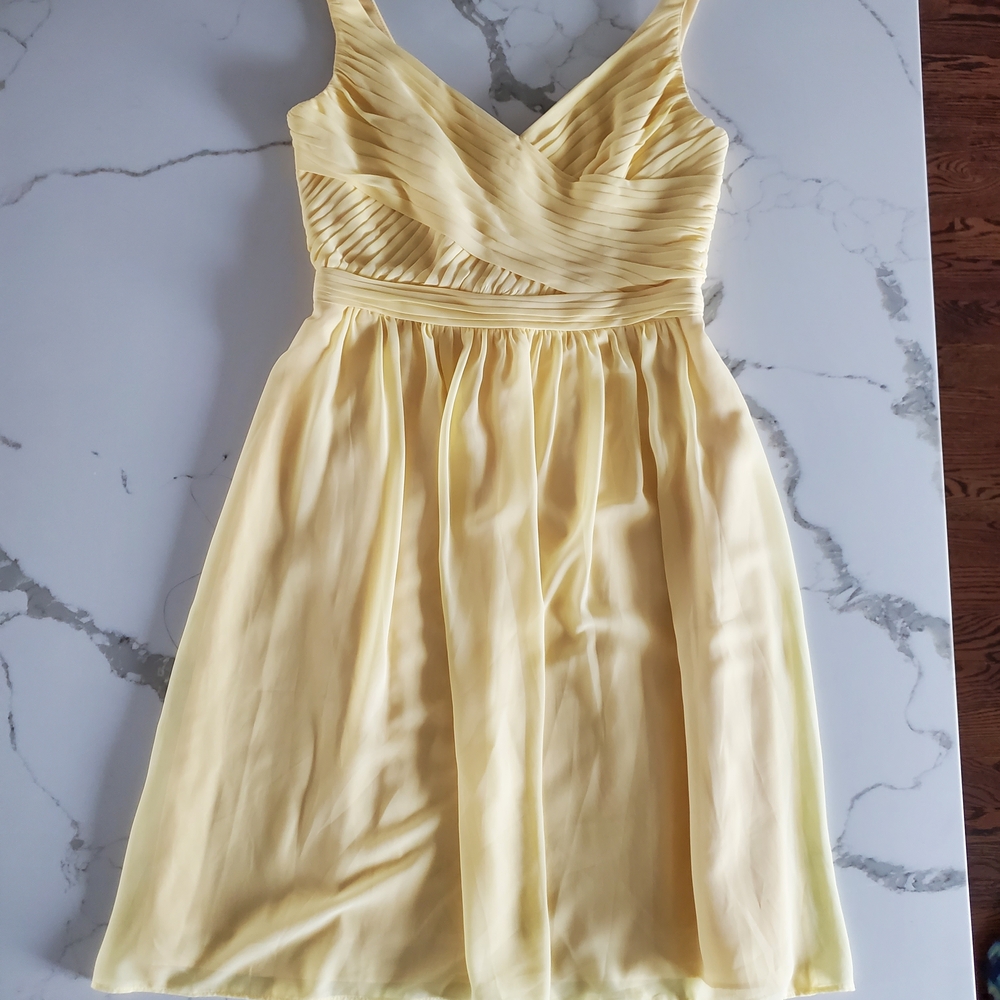 David's Bridal Yellow Midi Dress